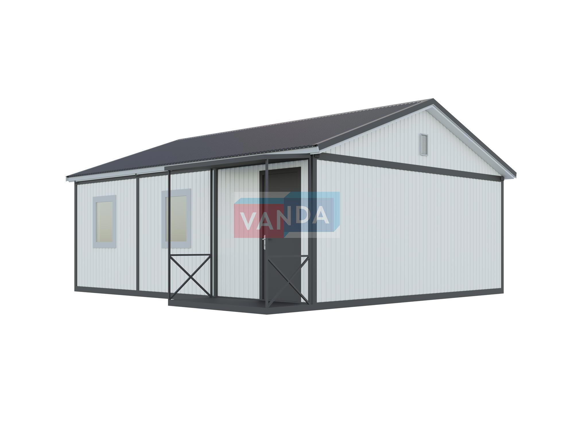 Модульная бытовка с двухскатной крышей 7.2x6.0